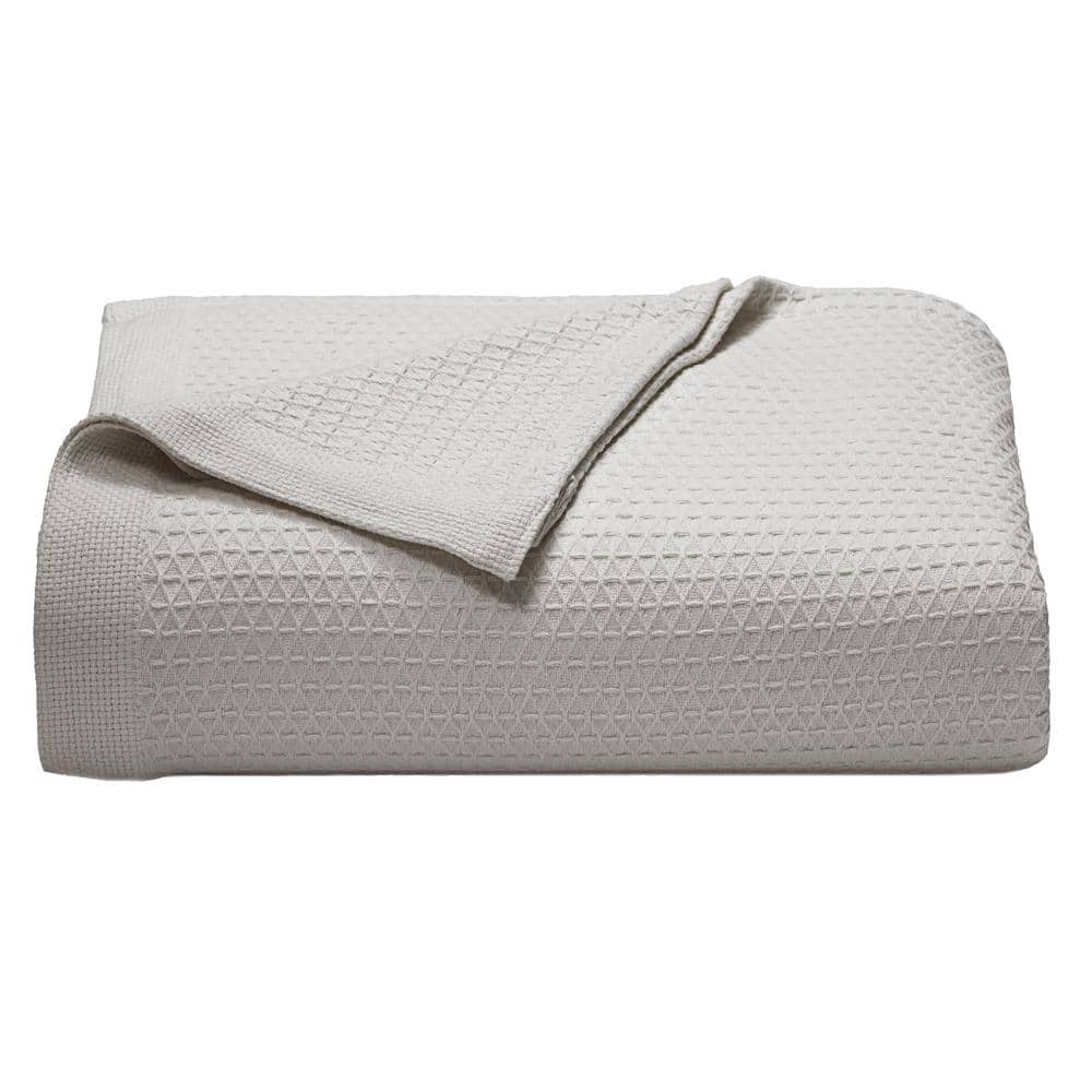 Baird Pastel Gray Solid Cotton Full/Queen Knitted Blanket