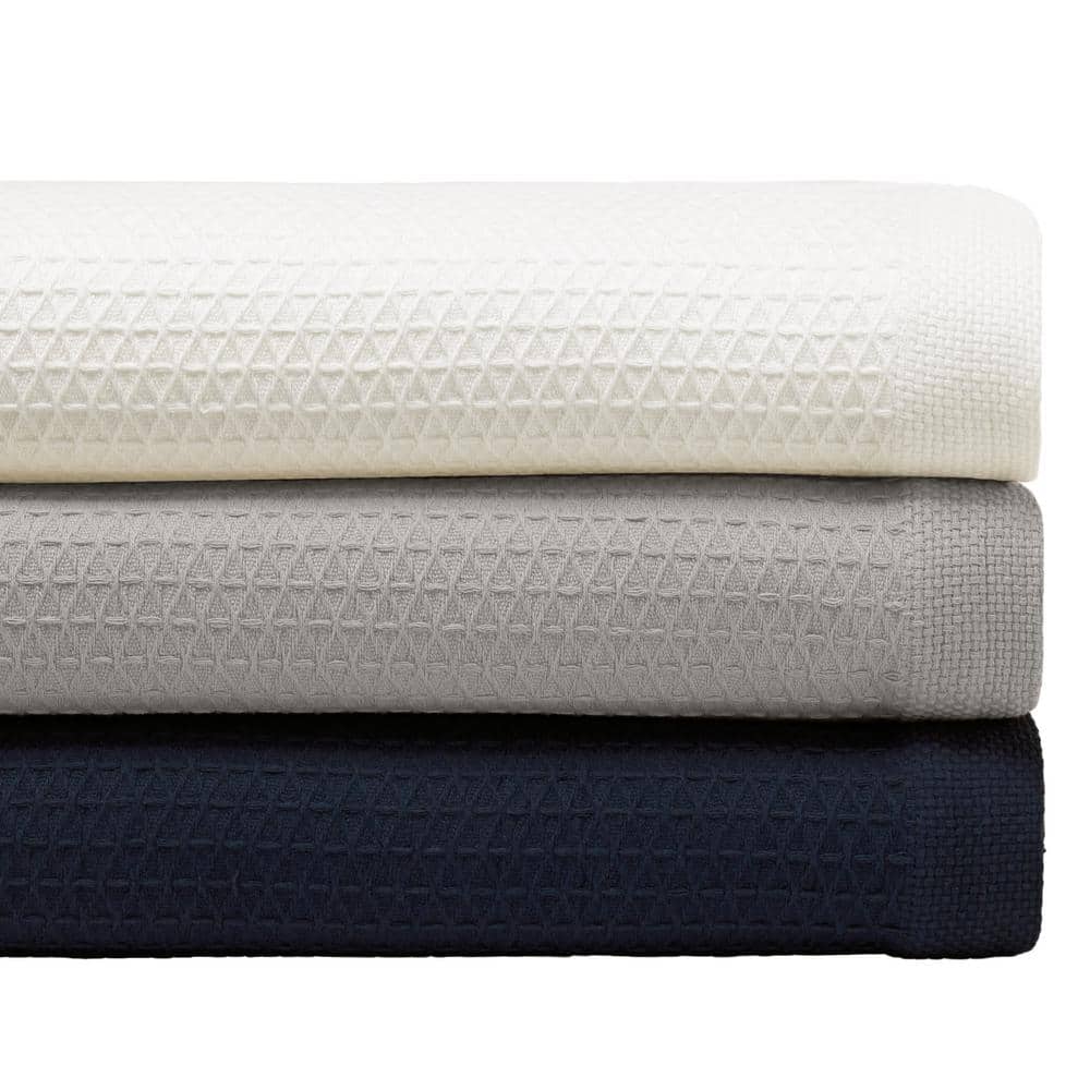 Baird Pastel Gray Solid Cotton Full/Queen Knitted Blanket
