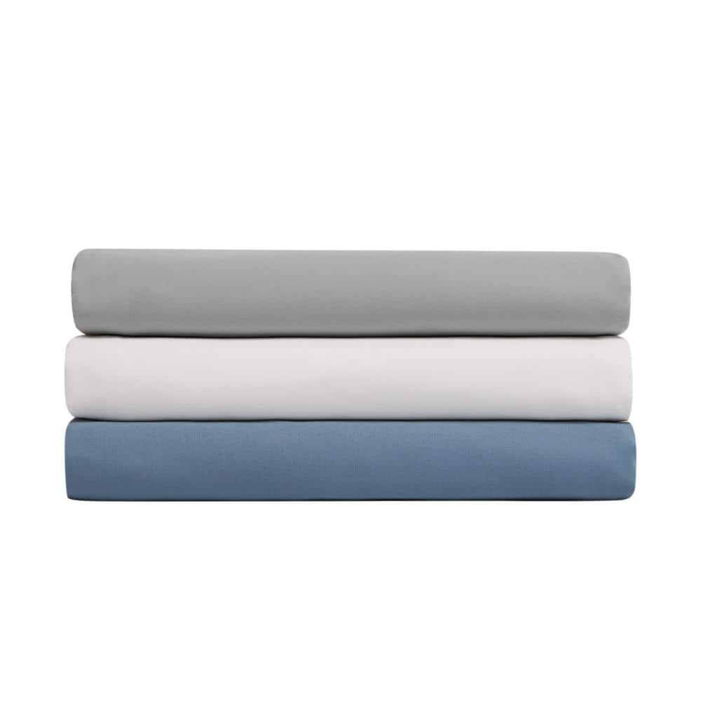 Nautica Solid Gray Cotton Blend Twin XL Fitted Sheet