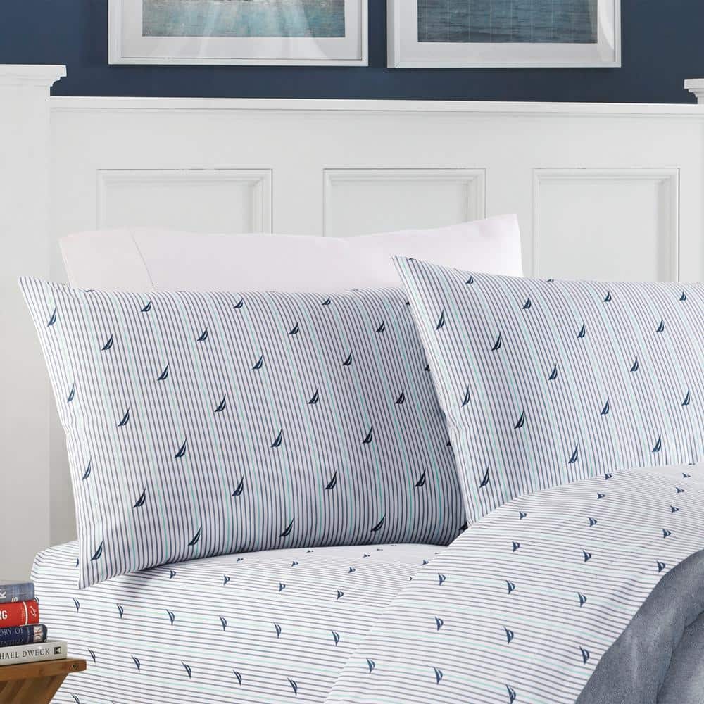 Audley 3-Piece Midnight Blue Striped 200-Thread Count Cotton Twin XL Sheet Set