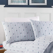 Audley 3-Piece Midnight Blue Striped 200-Thread Count Cotton Twin XL Sheet Set