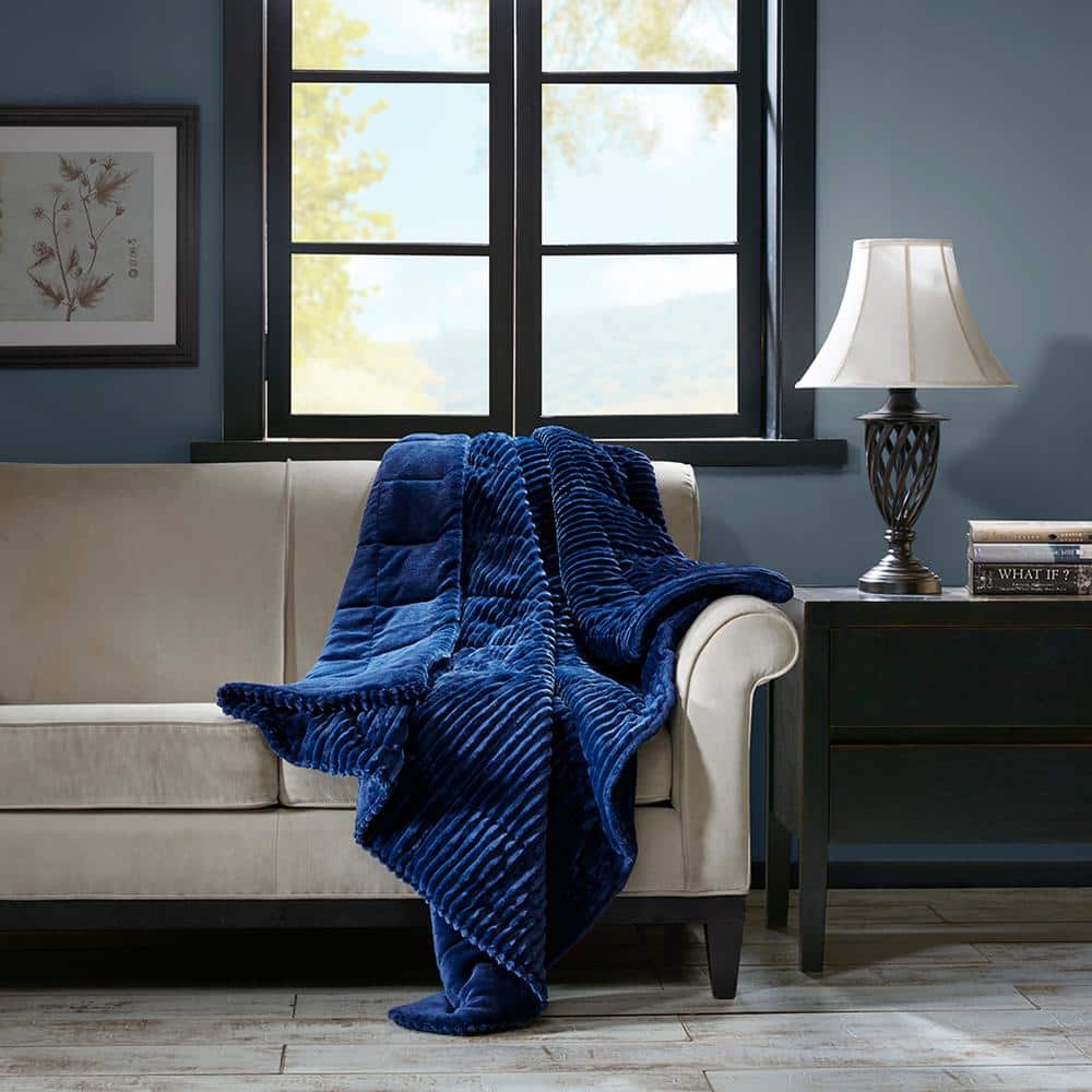 Williams Navy Polyester Throw Blanket
