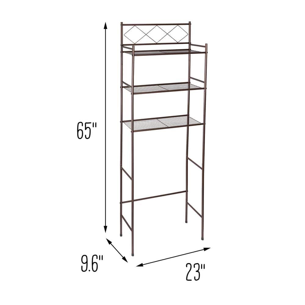 23 in. W x 64.9 in. H x 9.64 in. D Bronze Over-the-Toilet Storage
