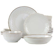 Elama 16-Piece Off-white Stoneware Dinnerware