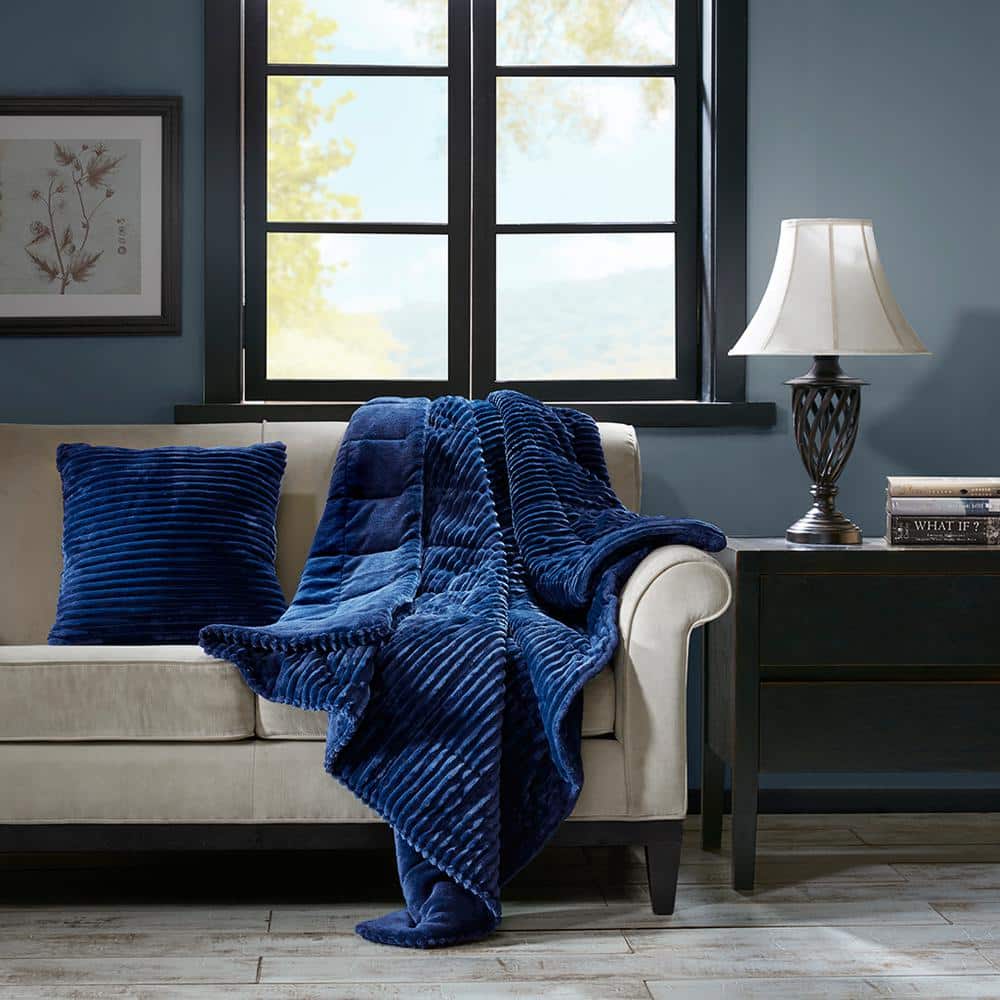 Williams Navy Polyester Throw Blanket