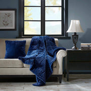 Williams Navy Polyester Throw Blanket