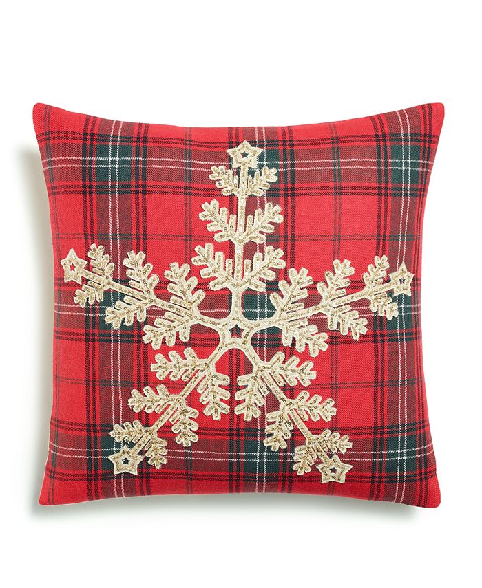 Charter Club Snowflake Decorative Pillow, 18" x 18", Created for Macy's  - Red - 18" x 18" Decorative Pillow