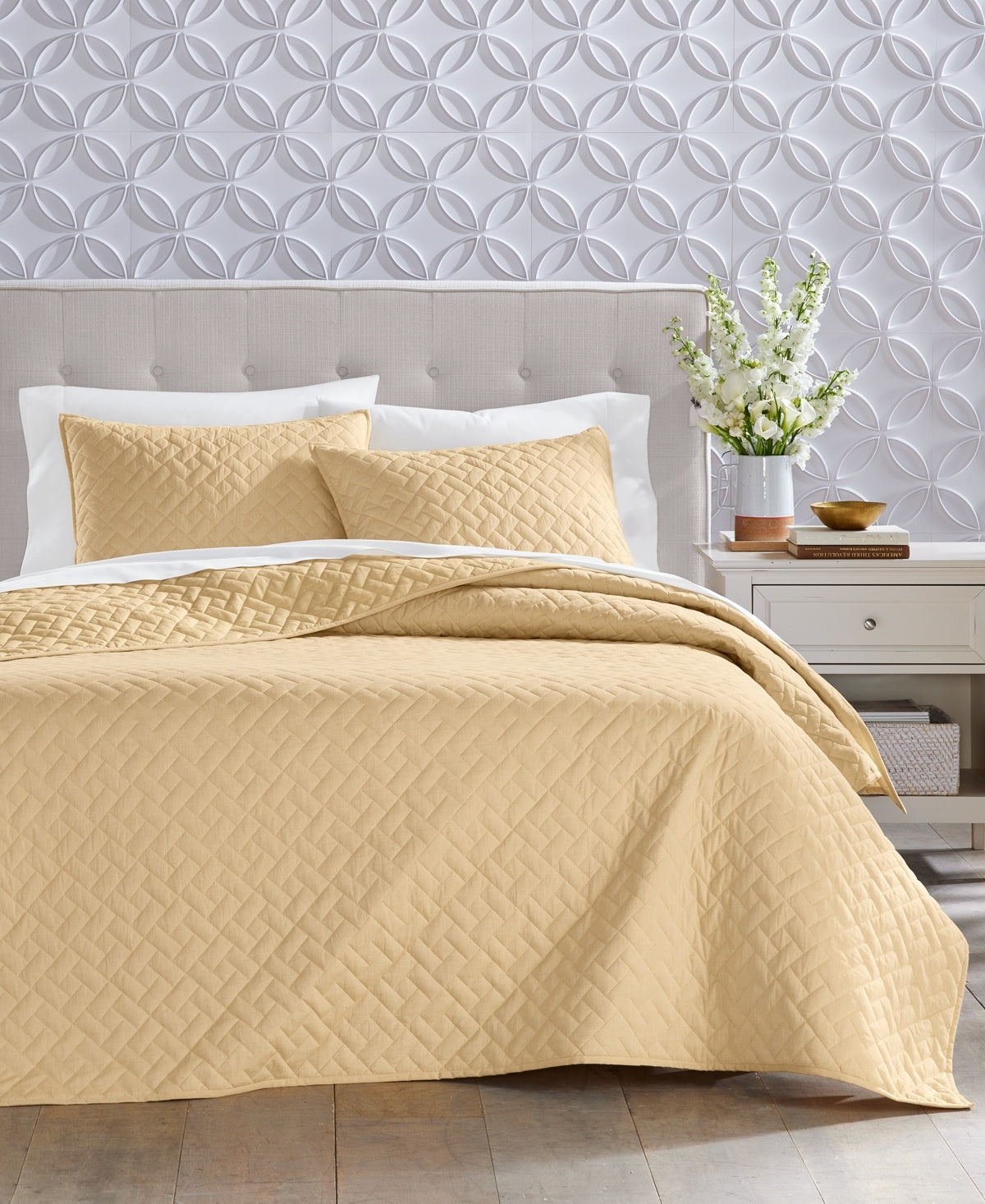 Charter Club Chambray Quilt, King, Created for Macy's - Yellow