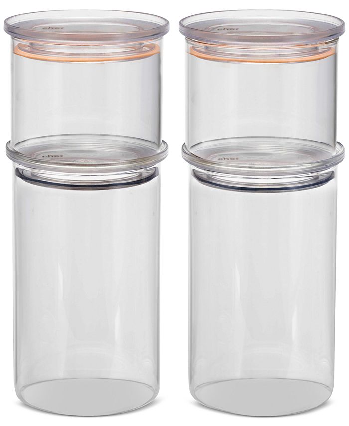 Modern Chef 8-Piece Glass Storage Canister Set - White
