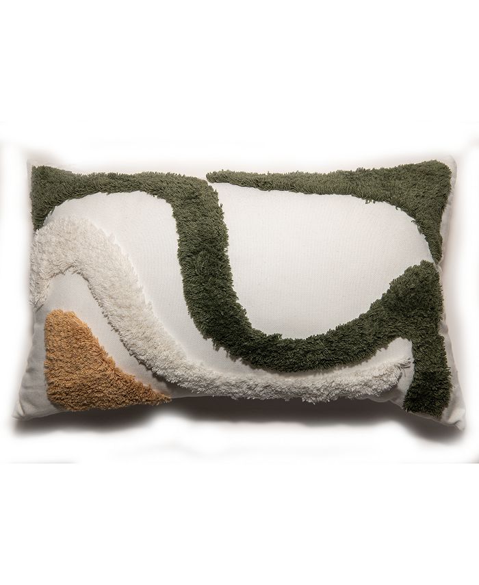 Jill Zarin Abstract Shag Decorative Pillow, 20" x 12" - Green - 12" x 20" Decorative Pillow