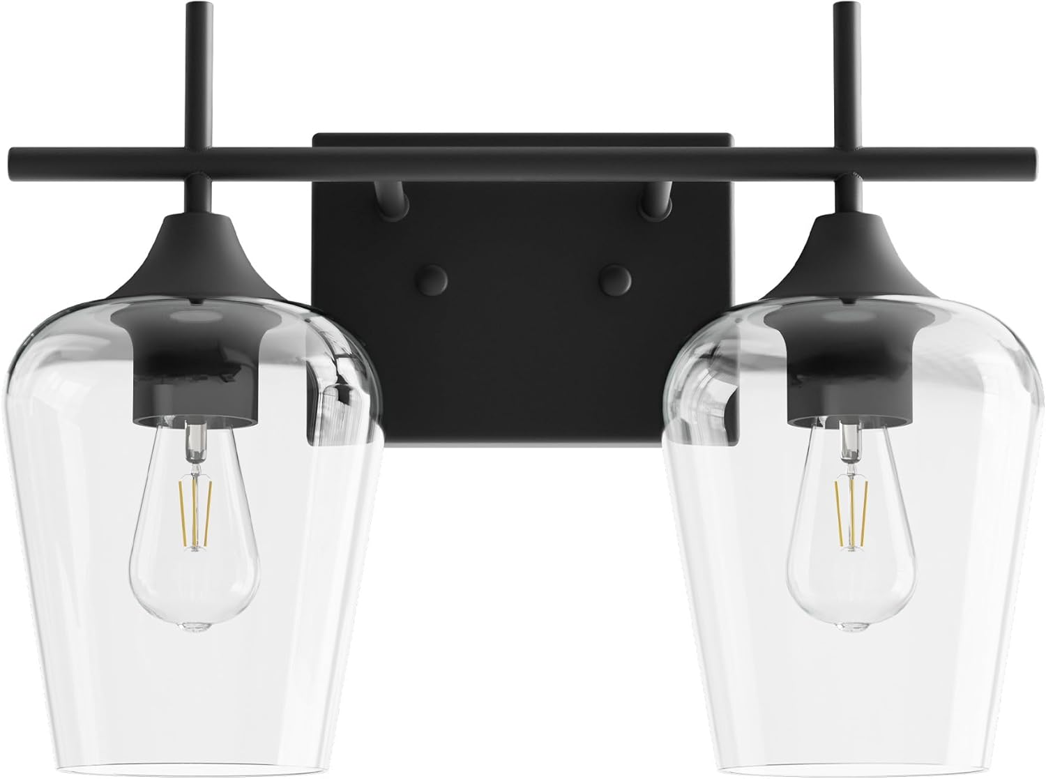 VONLUCE Bathroom Vanity Light, 2 Light Bathroom Light Fixture Over Mirror, Bathroom Wall Lamp with Clear Glass, Modern Black Vanity Lighting fixtures for Bathroom, Bedroom, Hallway