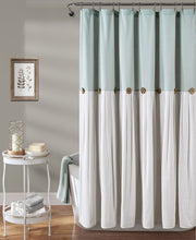 Linen Button 72" x 72" Shower Curtain - Blue - Shower Curtain