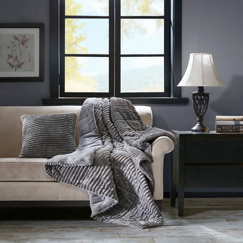 Williams Grey Polyester Throw Blanket