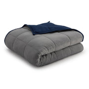 Anti-Anxiety Grey/Navy Reversible Polyester 48 in. x 72 in. 12 lb. Weighted Blanket