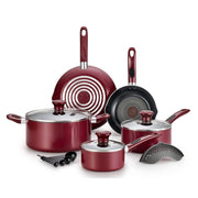 Excite 14-Piece Aluminum Non Stick Cookware Set in Red