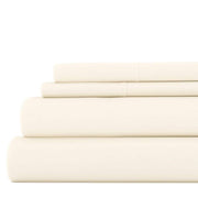 4-Piece Ivory Solid Microfiber California King Sheet Set