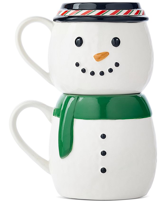 Holiday Lane Snowman Set of 2 Stackable Mugs