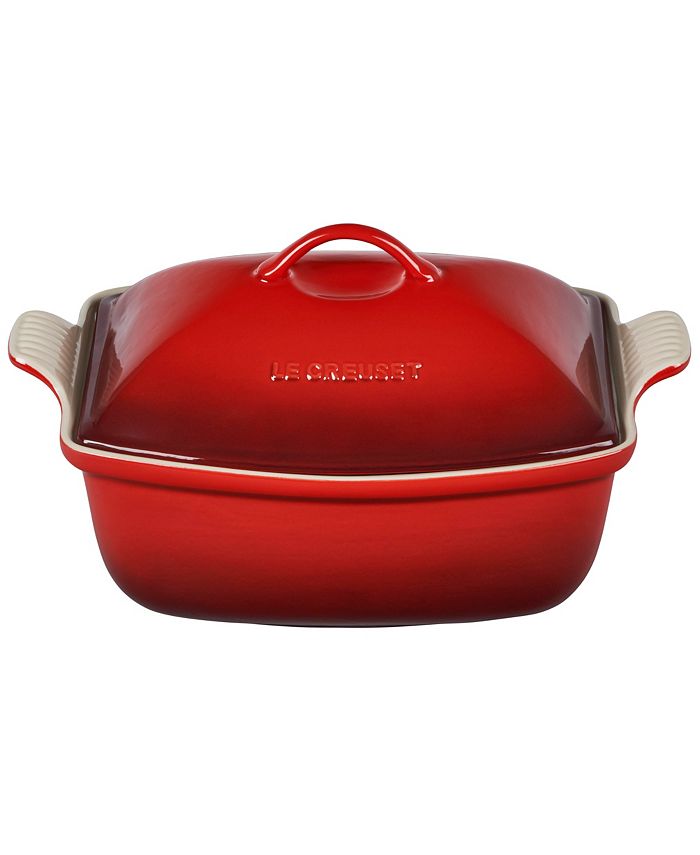 Le Creuset Heritage Stoneware 4.5 Quart Deep Baker with Lid - Red - 4.5 Quart