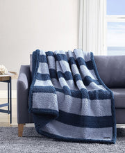 Nautica Lawndale Sherpa Reversible Throw Blanket, 60" x 50" - Blue - Throw