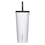 Corkcicle Cold Cup 24 oz Gloss White BPA Free Insulated Straw Tumbler