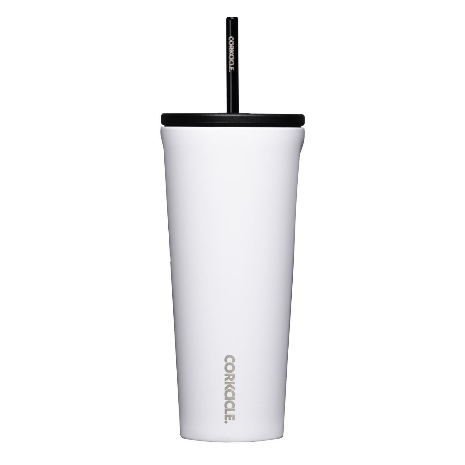 Corkcicle Cold Cup 24 oz Gloss White BPA Free Insulated Straw Tumbler