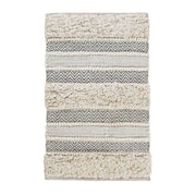 Asher 20 in. x 32 in. Grey Woven Texture Stripe Bath Rug