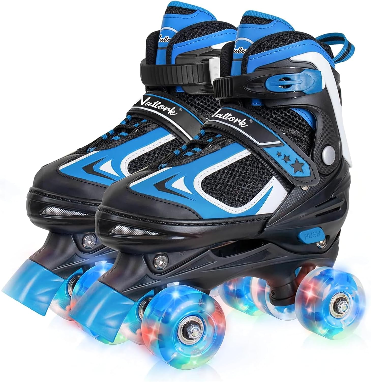 Nattork Kids Roller Skates for Boys Girls,4 Sizes Adjustable Roller Skates with Light up Wheels,Fun Rollerskates for Toddler Kids Beginners Indoor Outdoor