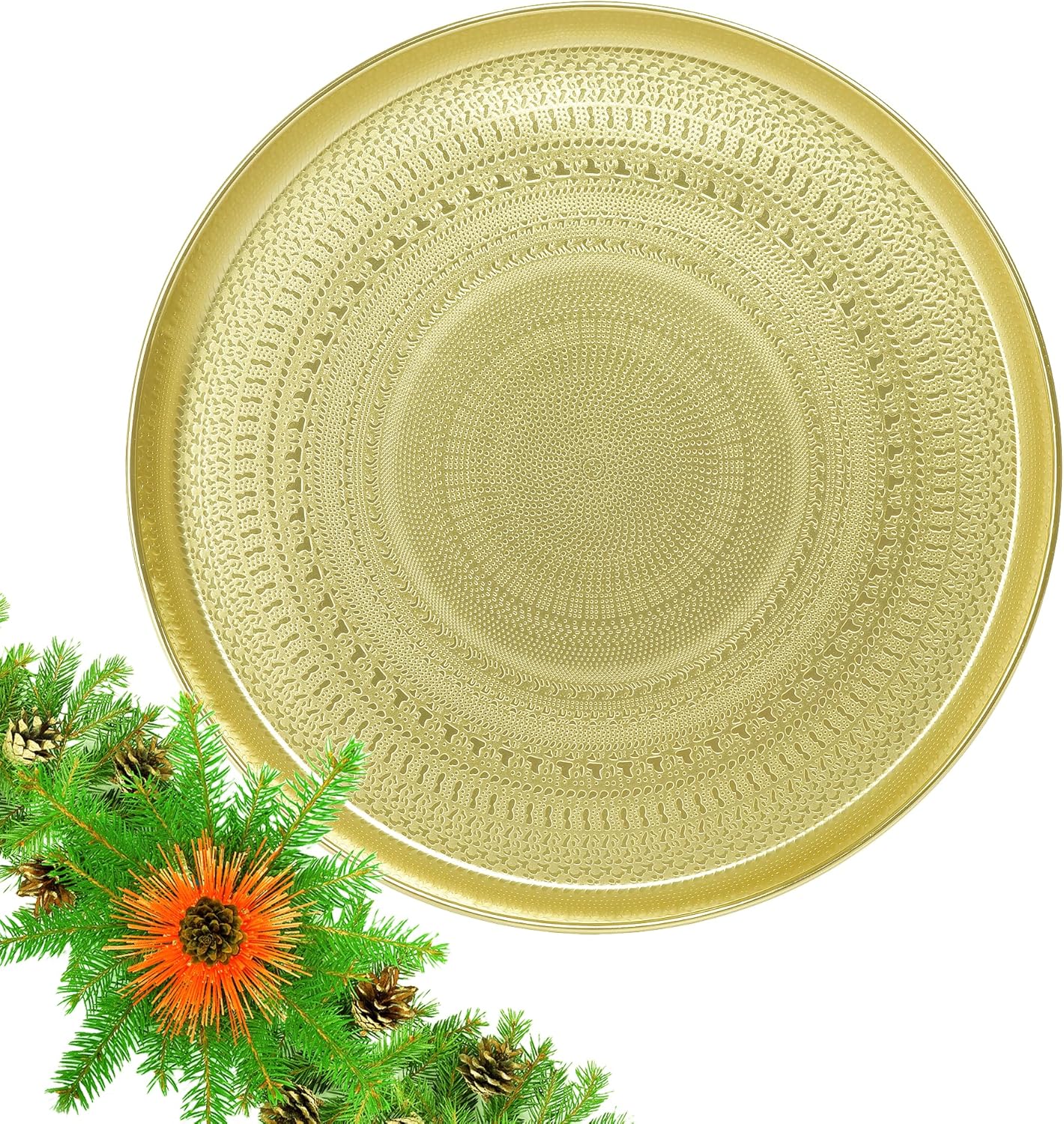 Metal Round Gold Serving Tray