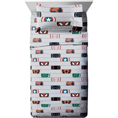 Marvel Avengers Emblems Grey 4 Piece Queen Sheet Set