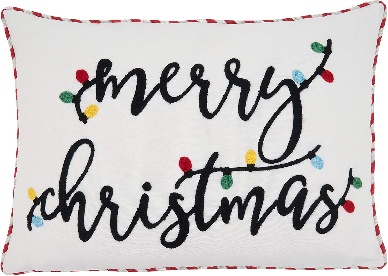 SARO LIFESTYLE Lights Merry Christmas Design Pillow Cover, 14"" x 20"", White (5511.W1420BC)