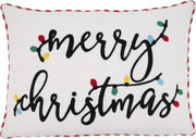SARO LIFESTYLE Lights Merry Christmas Design Pillow Cover, 14"" x 20"", White (5511.W1420BC)
