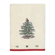 Spode Christmas Tree Embroidered Holiday Bath and Hand Towel
