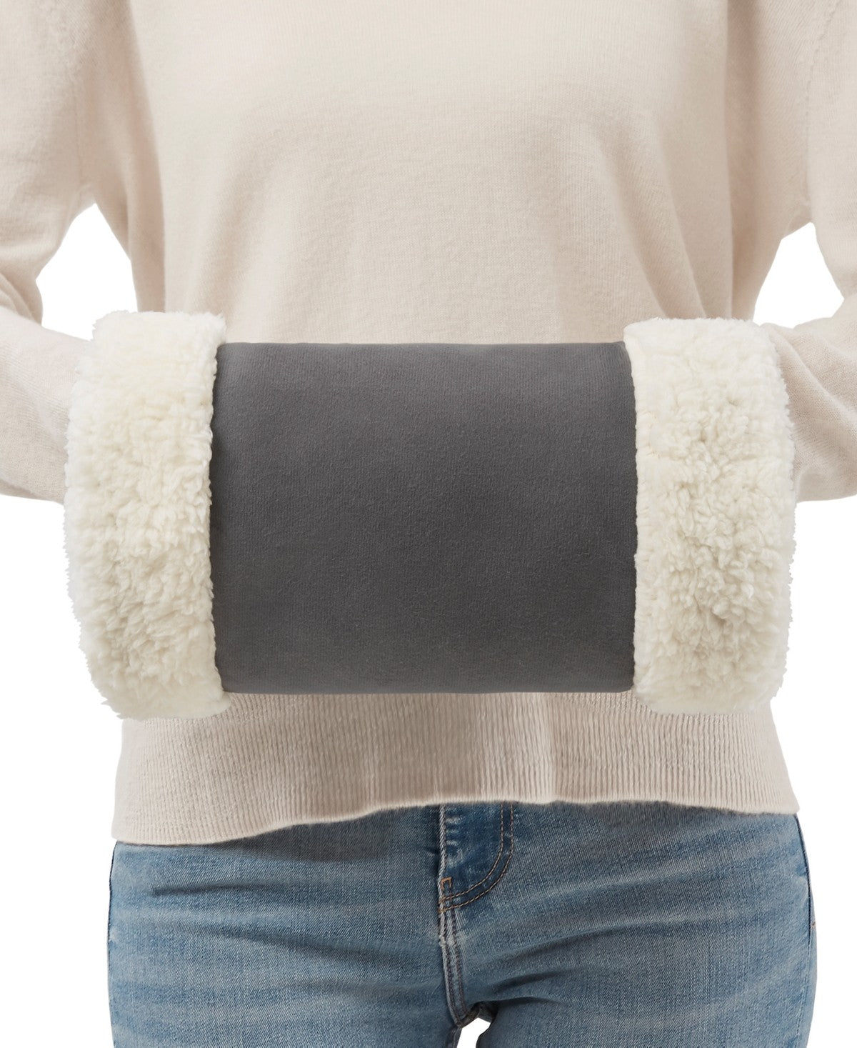 Sharper Image Heated Adjustable Plush Hand Warmer - Grey