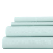 4-Piece Aqua Geometric Microfiber Twin Sheet Set