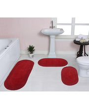 Double Ruffle Bath Rug Set, 3 Piece - Red