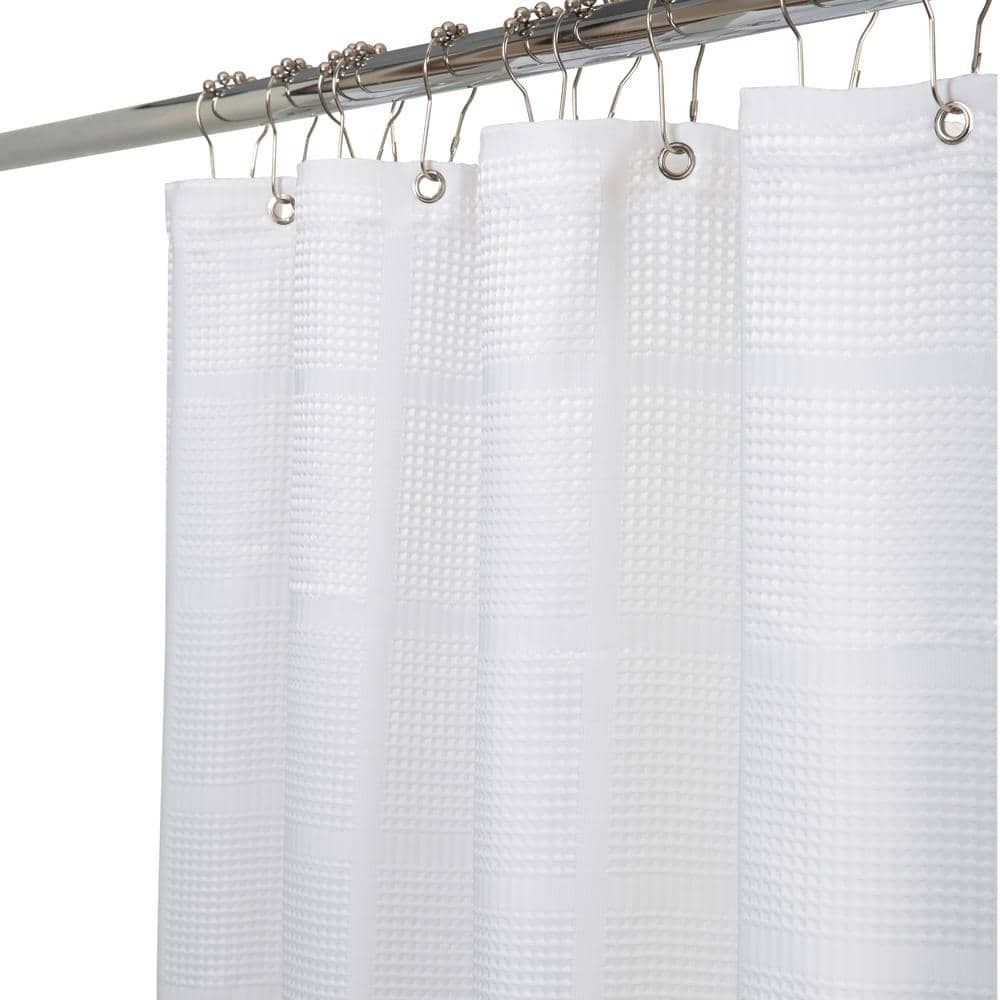 Jacquard Solid Weave White 70 in x 72 in Shower Curtain