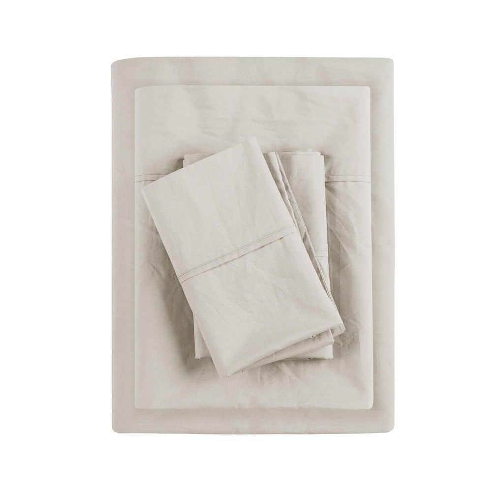 Ivory Queen 200 Thread Count Relaxed Cotton Percale Sheet Set