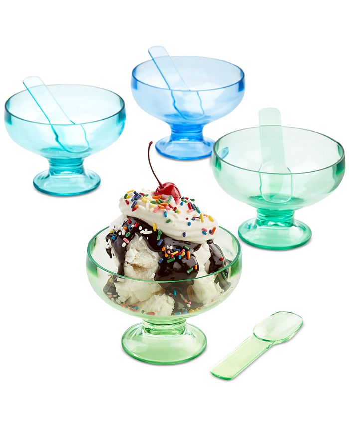The Cellar Set of 4 Ice Cream Cups with Spoons - White