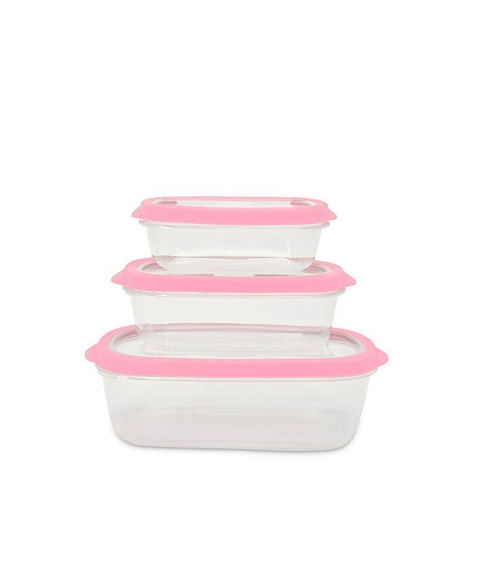 Sedona Kitchen 3-Piece Food Storage Container Set - Pink - No Size