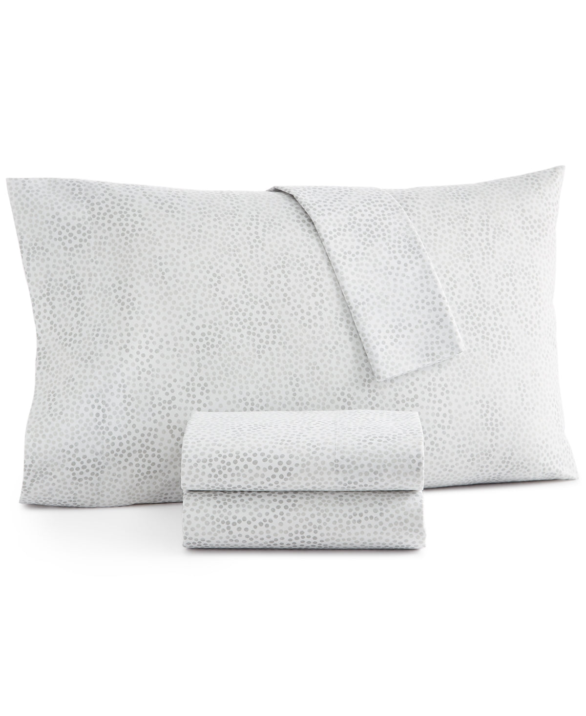 Home Design Easy Care Printed Microfiber 4-Pc. Sheet Set, Full, Created for Macy's - Grey Dots