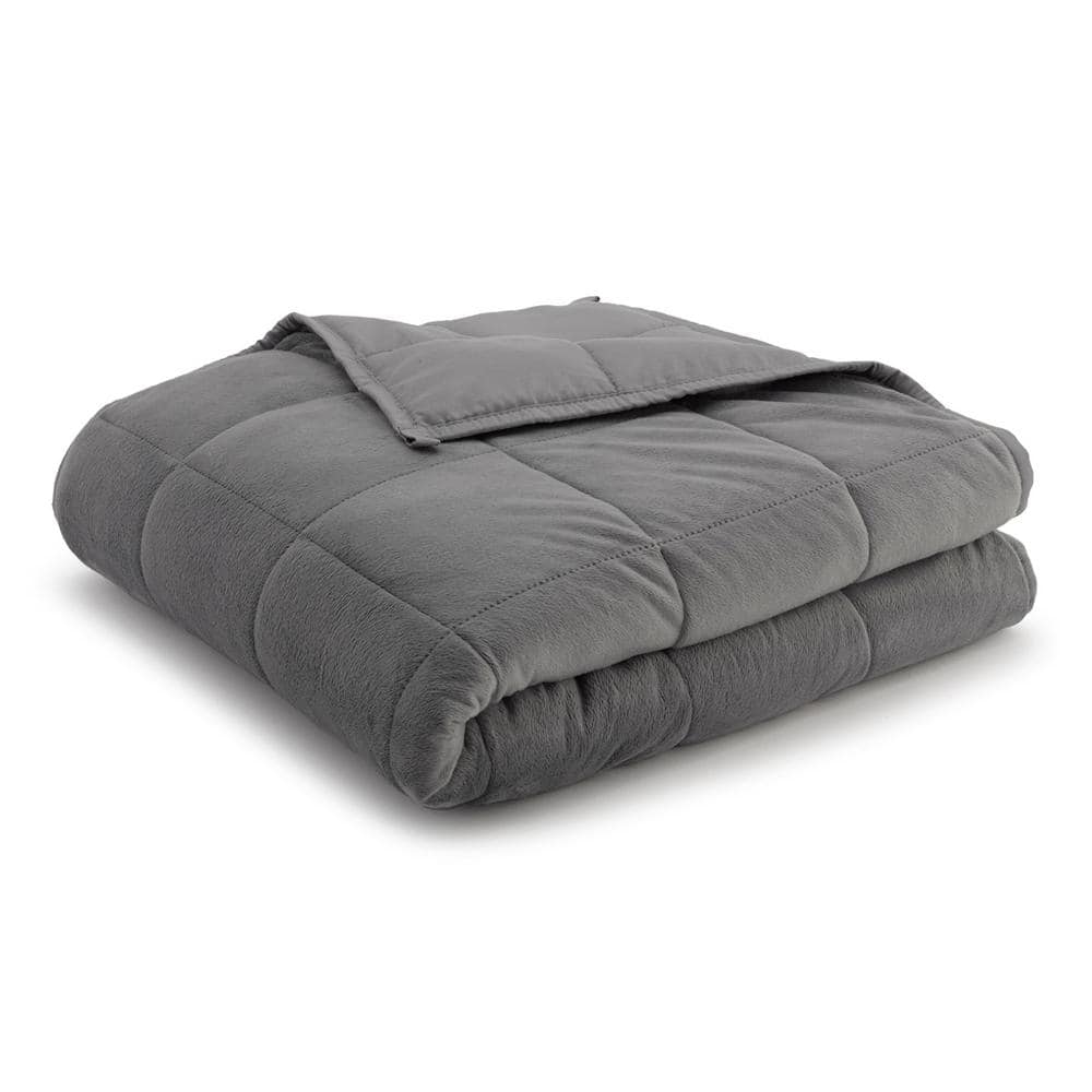 Anti-Anxiety Grey/Grey Reversible Polyester 48 in. x 72 in. 20 lb. Weighted Blanket