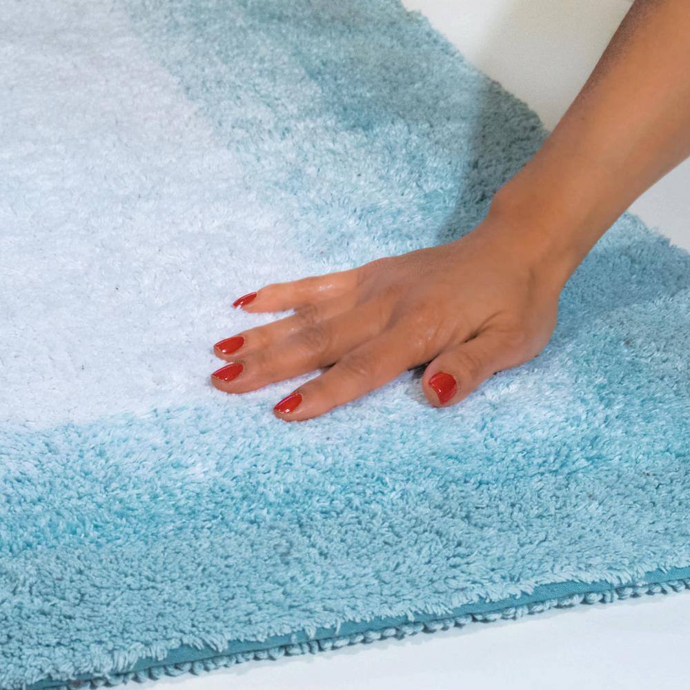 Whitney Ombre Reversible Porcelain Blue 21 in. x 34 in. & 17 in. x 24 in. 2-Piece Bath Rug Set
