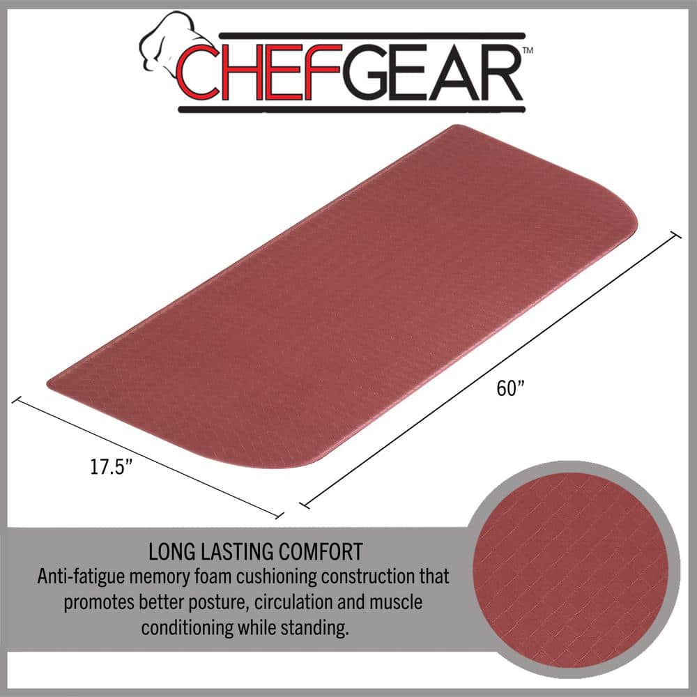 Red 17.5 in. x 60 in. PVC Basketweave Half Circle Anti-Fatigue Mat