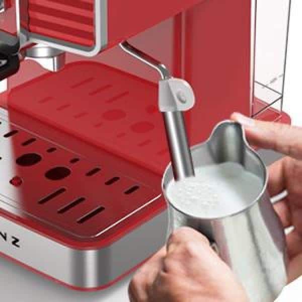 2-Cup Red Espresso Machine with Retro Design