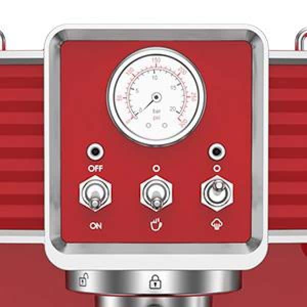 2-Cup Red Espresso Machine with Retro Design
