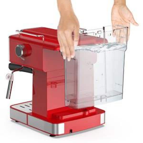 2-Cup Red Espresso Machine with Retro Design