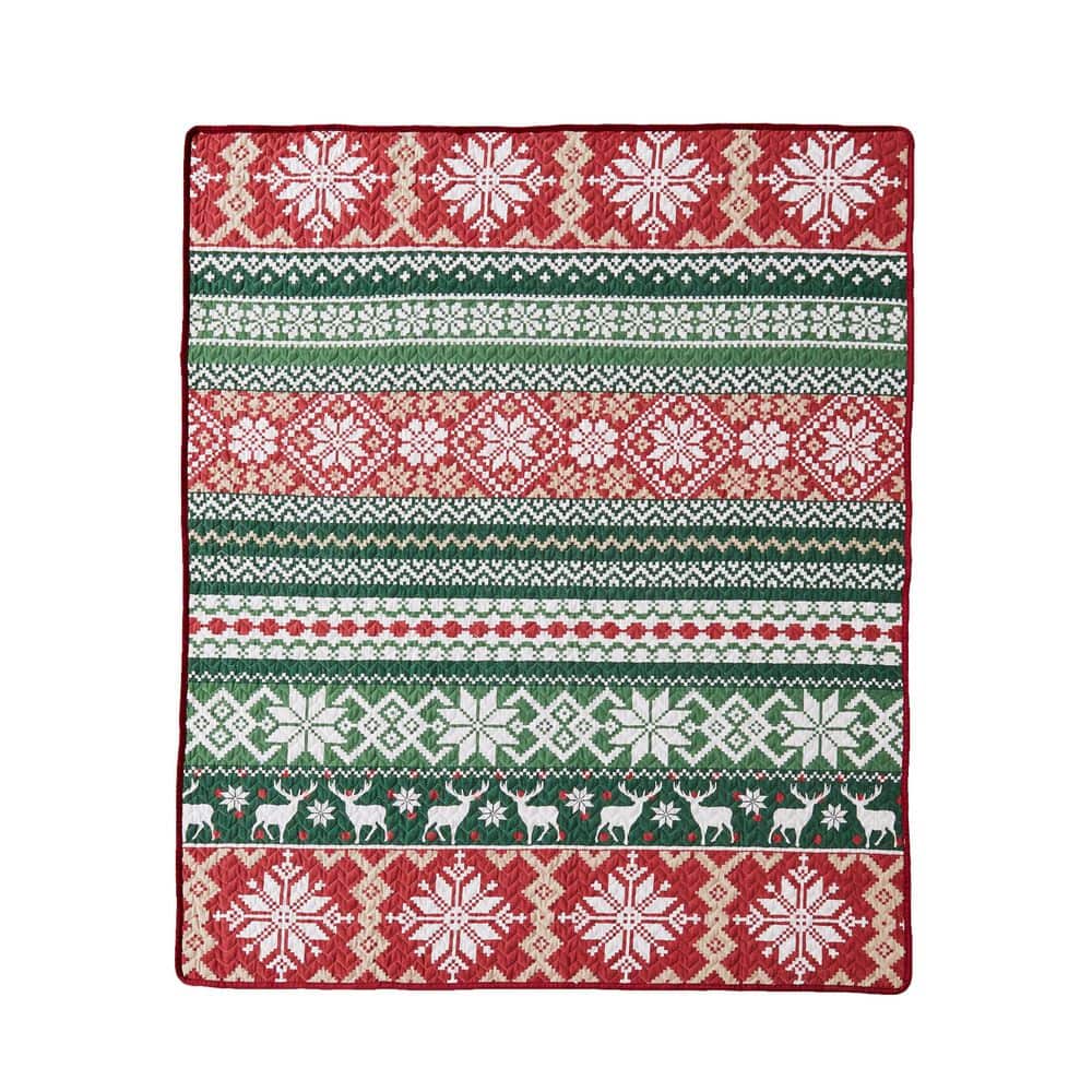 Fair Isle Red Holiday 50 in. x 60 in. Microfiber Throw Blanket