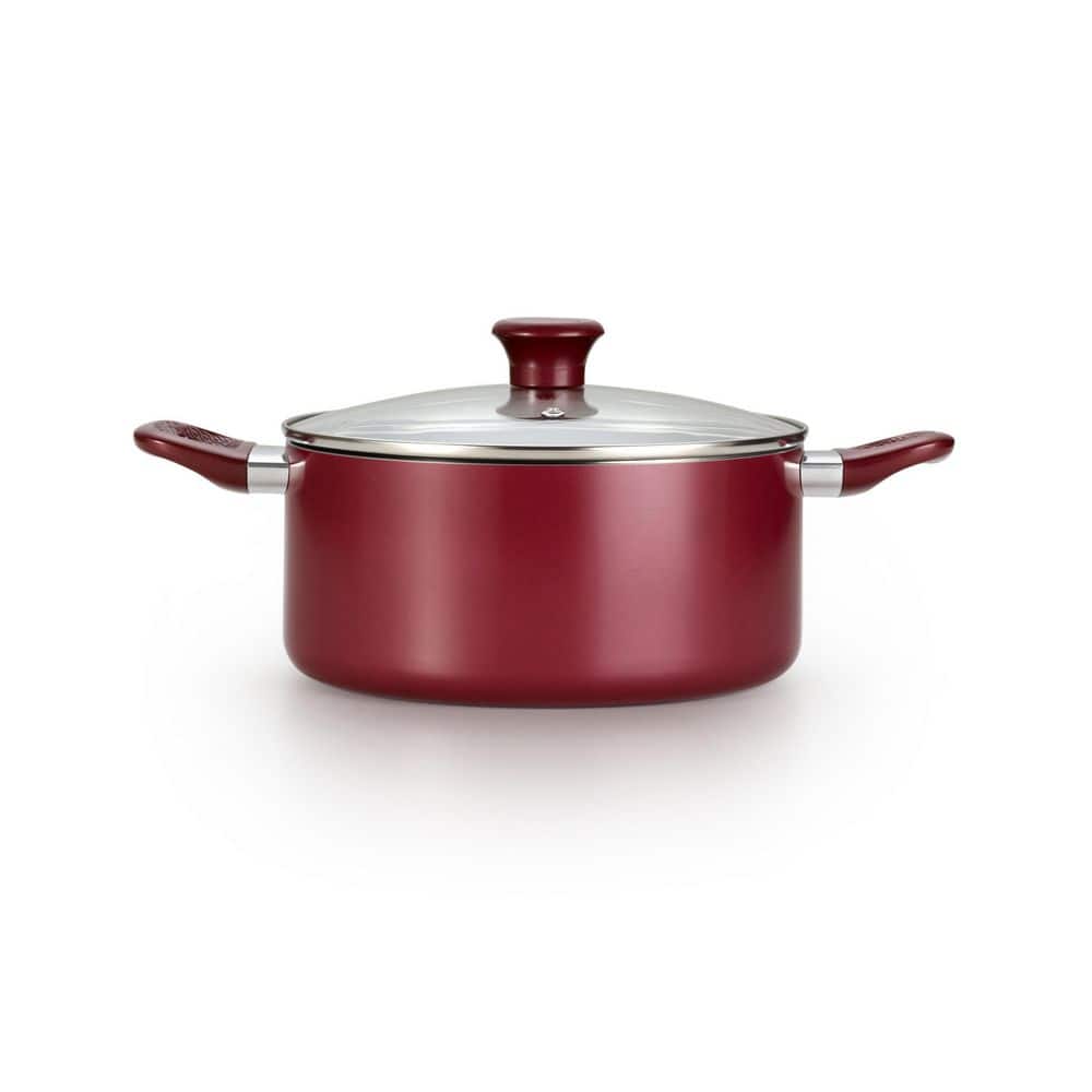 Excite 14-Piece Aluminum Non Stick Cookware Set in Red
