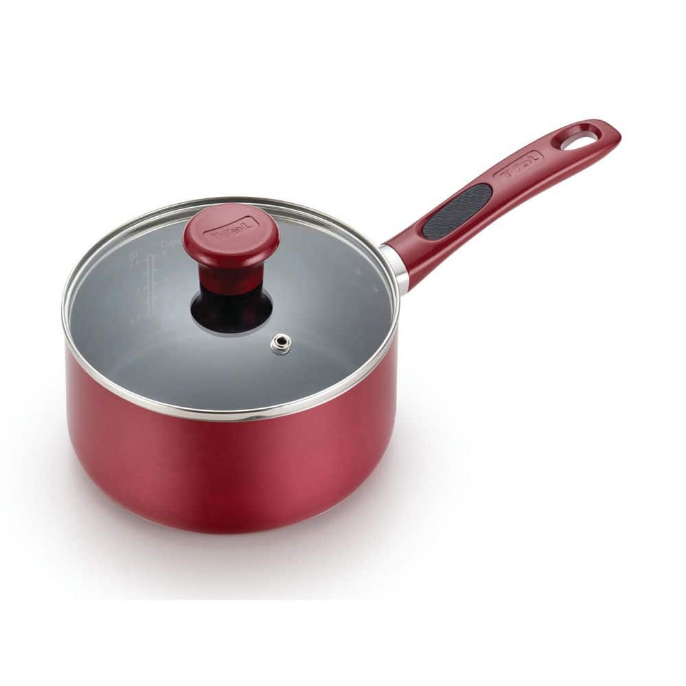 Excite 14-Piece Aluminum Non Stick Cookware Set in Red