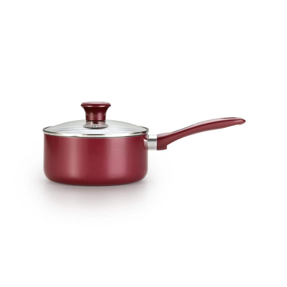 Excite 14-Piece Aluminum Non Stick Cookware Set in Red